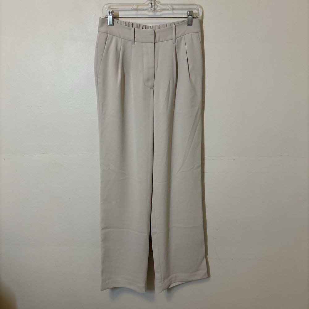 Quince Women Stretch Crepe Pleated Wide Leg Pants Sand 6 32" - Marks